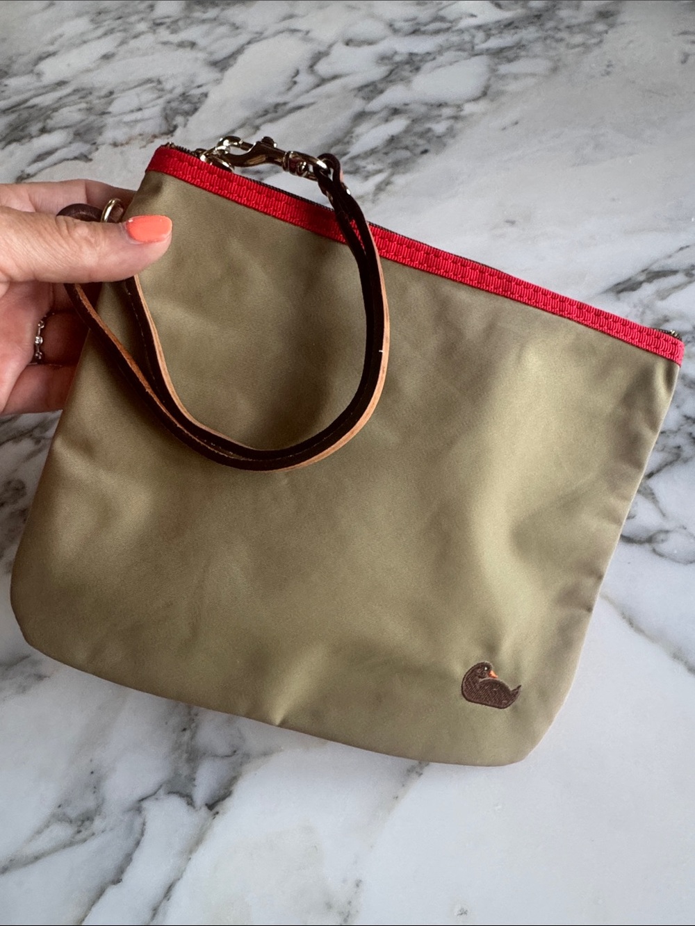 Dooney & Bourke 90’s Nylon Two-Tone Wristlet Clutch with Leather Trim